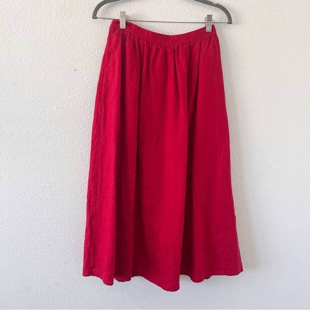 Reformation Teya Red Linen Two Piece Set Crop Top Midi Skirt - Picture 3 of 13